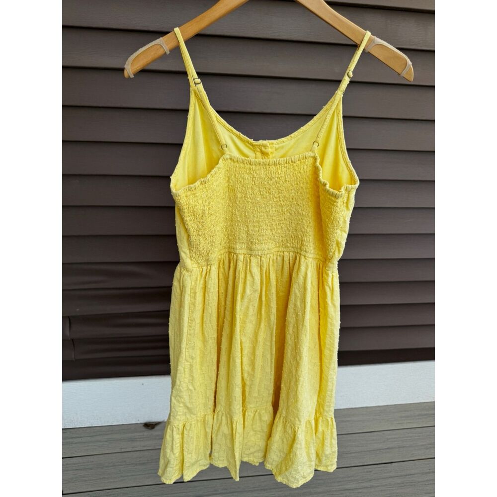 Japna Butter Yellow Eyelet Ruffle Hem Sun Dress Smocked Back Boho Summer M - Picture 3 of 15